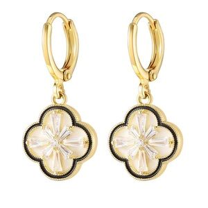 Flowers Leaves Drop Earrings with 925 Sterling Silver